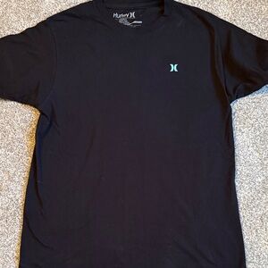 Hurley Men's Black Tee with Green Logo
